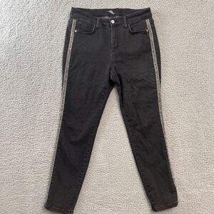 Tommy Bahama Tema Indigo High Rise Sparkle Tux Ankle Jeans Women Dark Wash 12x28